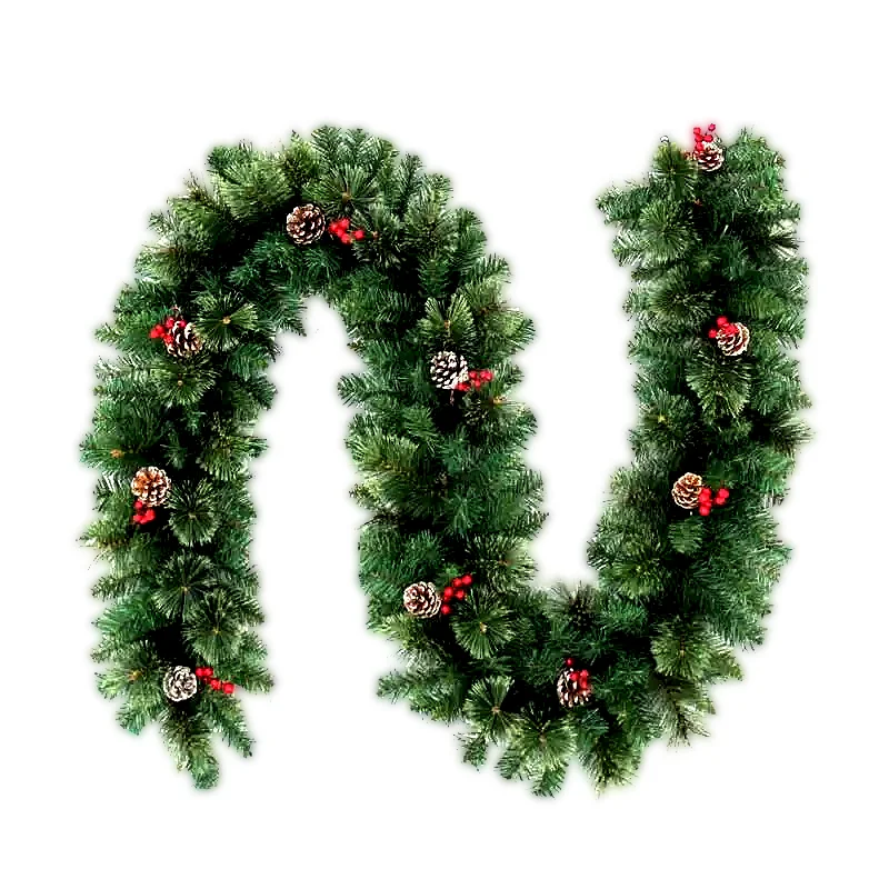 Wholesale Cheaper Artificial Christmas Garland With Red Berries Pinecone Ornaments for
