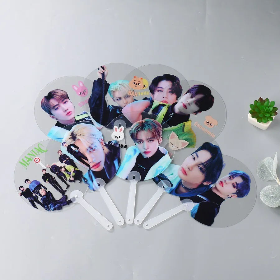 KPOP Clear Picket Hand Fans K-pop Yourself Custom Photo Printed Hand Fans Round Plastic Fan Picket