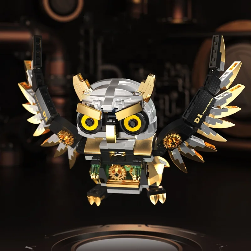 Building Block Toys Davinci Set DIY Assembly Steam Animals Eagle Model Mechanical Owl MOC for Kids Education Game Colour Box ABS