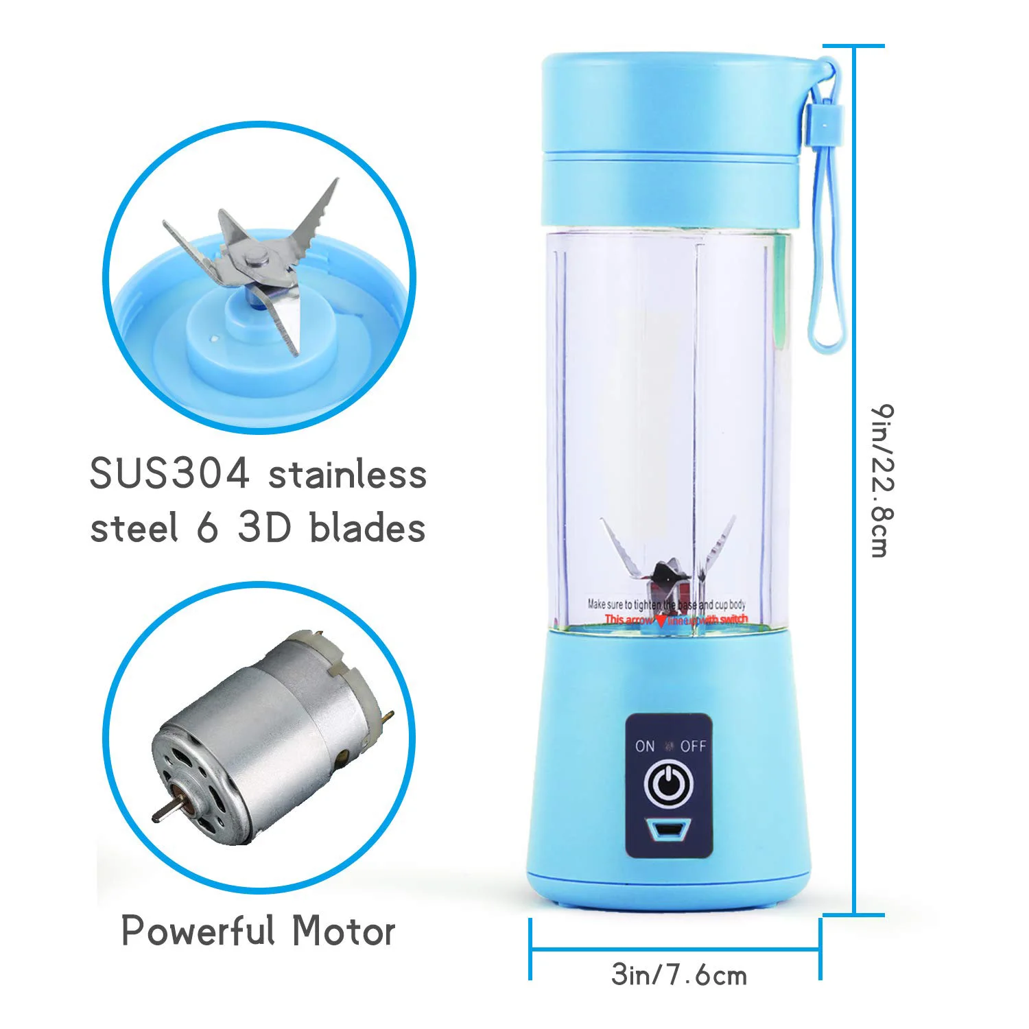 Mini Electric 6 Blades Juicer Portable Rechargeable Travel Fruit Juicer Professional USB Blenders