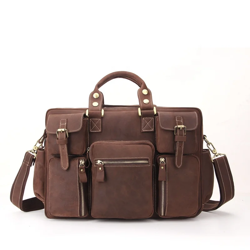 Oem Odm Wholesale High Quality Big Capacity Bag Multifunction Genuine Leather Briefcase For Men