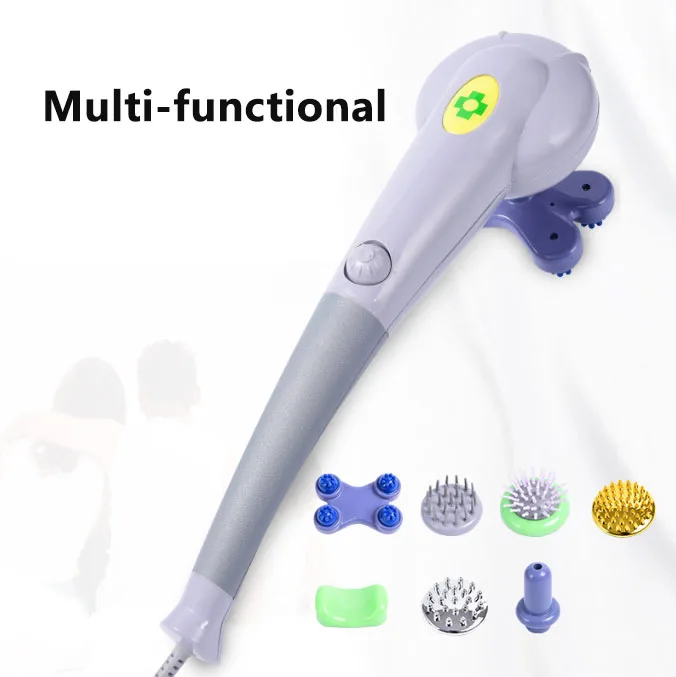 Handheld electric high-power tapping electric instrument Dolphin Massager Stick 7 head massage stick 2 in1 stepless motor