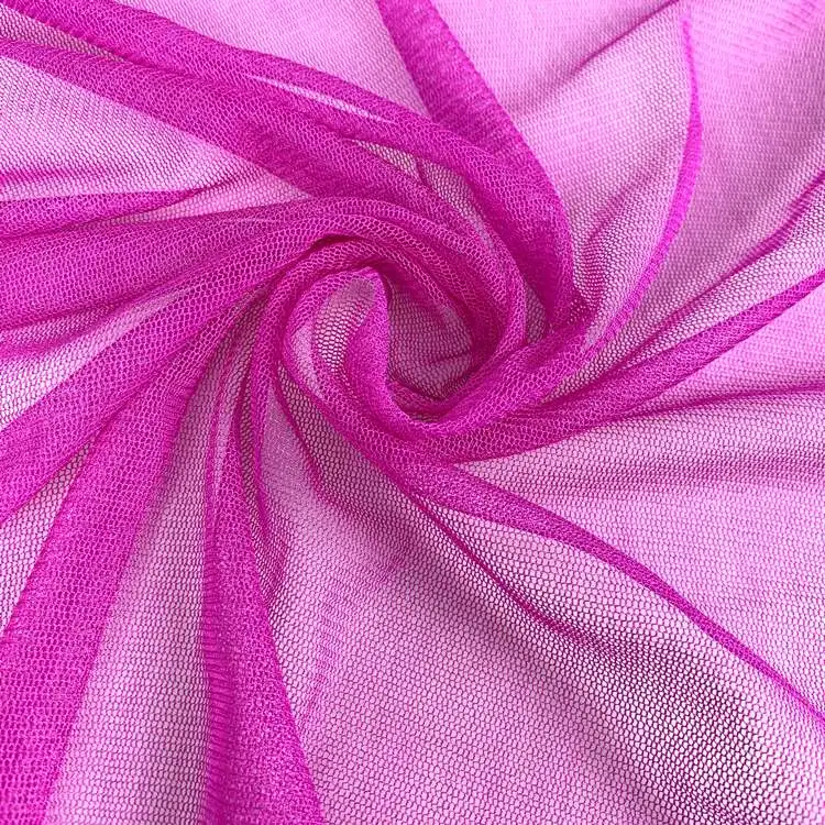 100% Silk Tulle Mesh Fabric for Wedding Dresses Knitted Netting in Mulberry