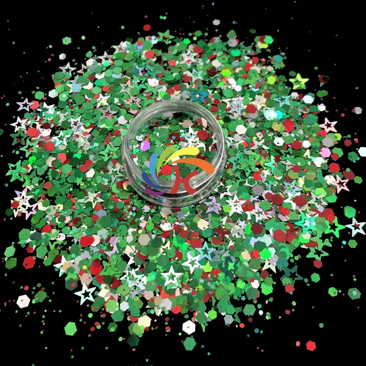 Christmas Polyester Chunky Mix Shape Glitter for Resin Craft Nail Art