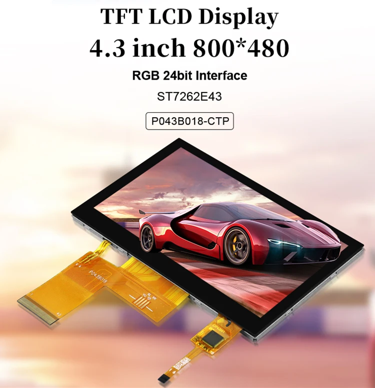 Polcd 4.3 inch LCD Module 800x480 RGB interface Normally Black CTP Touch Screen TFT LCD Displays