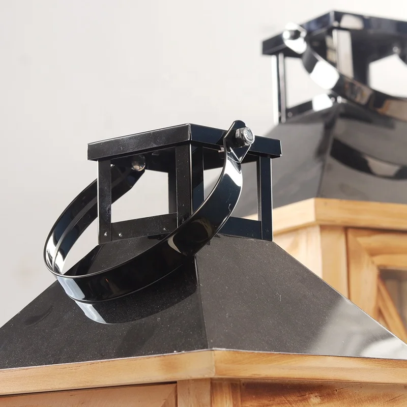 Wooden Lantern With Metal Top For Candle Home and Garden Lantern With handle for Wedding And Home Decor Courtyard Candle Lantern