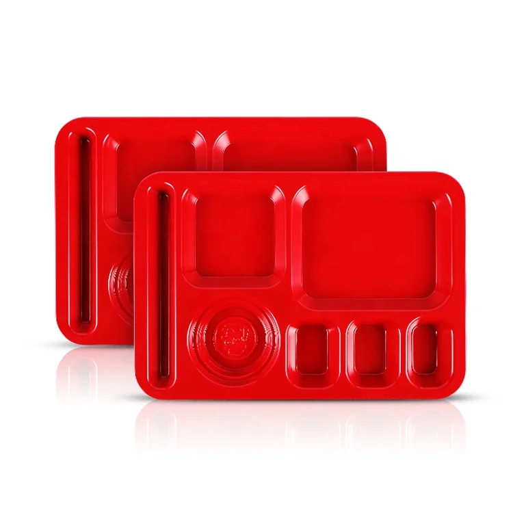 7 отделений, прямоугольный красный черный кухонный поднос из меламина