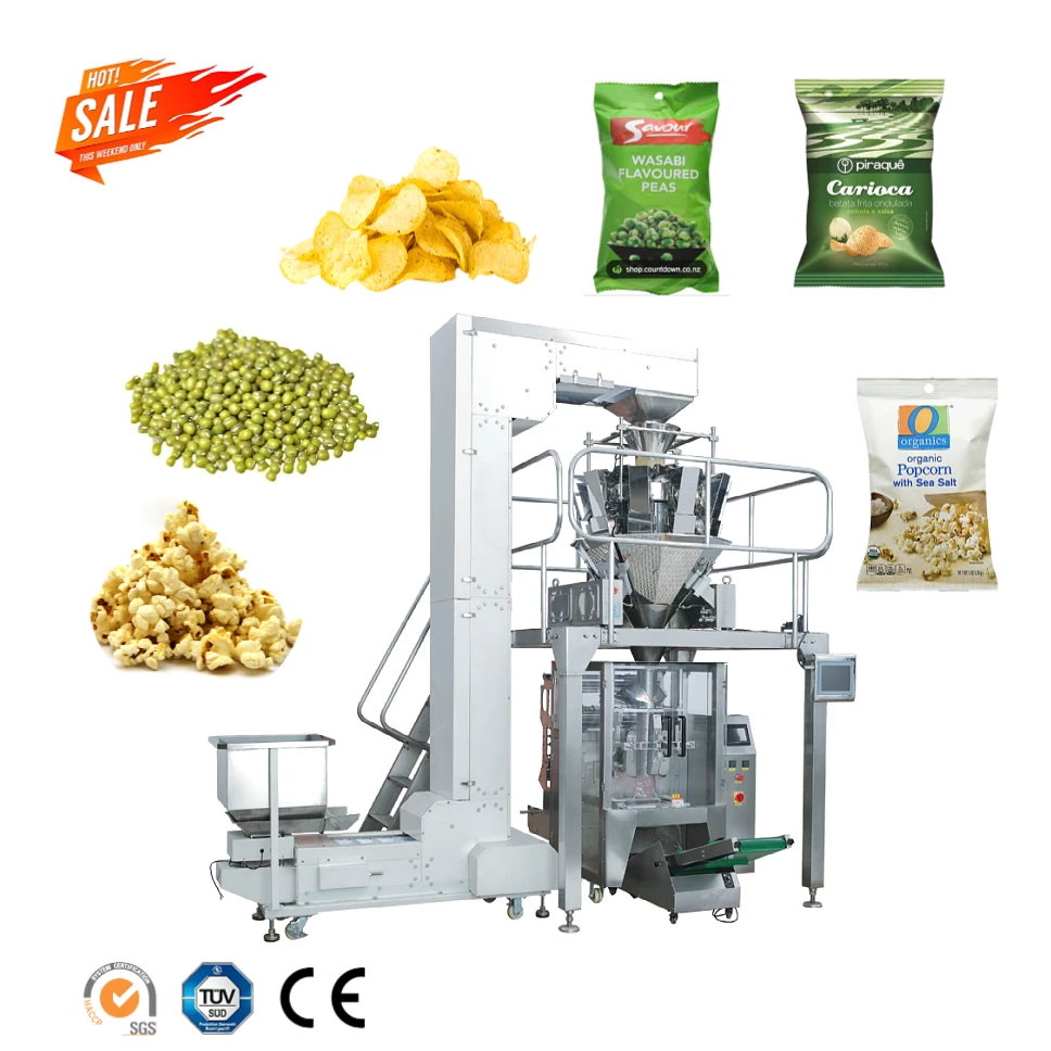 Automatic Measuring Cup Wafer Rolls Hazelnut Mushroom Crisps Dried Mango Mix Crackers Packing Machine