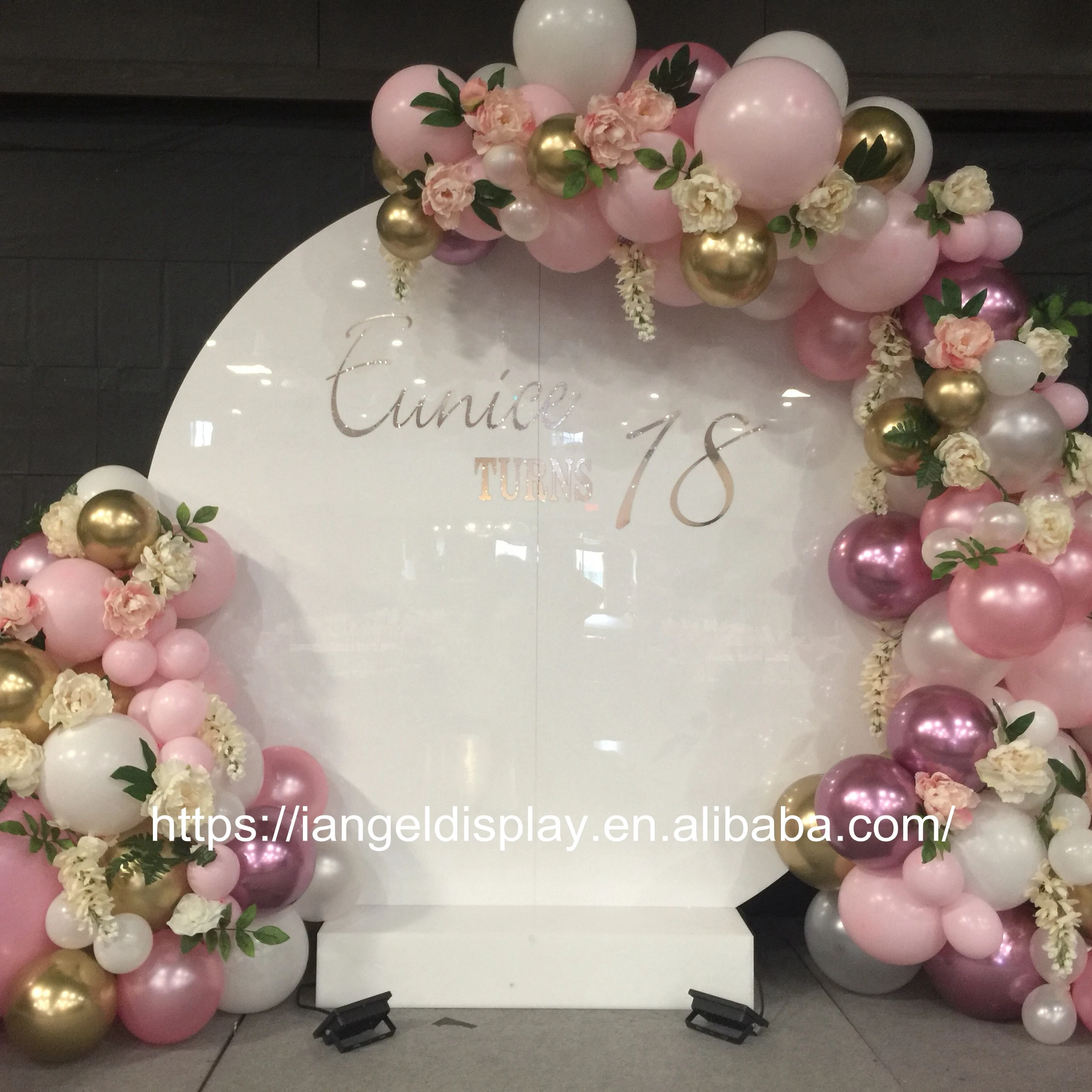 Iangel flower wall photography backdrop circle acrylic wedding backdrop decoration