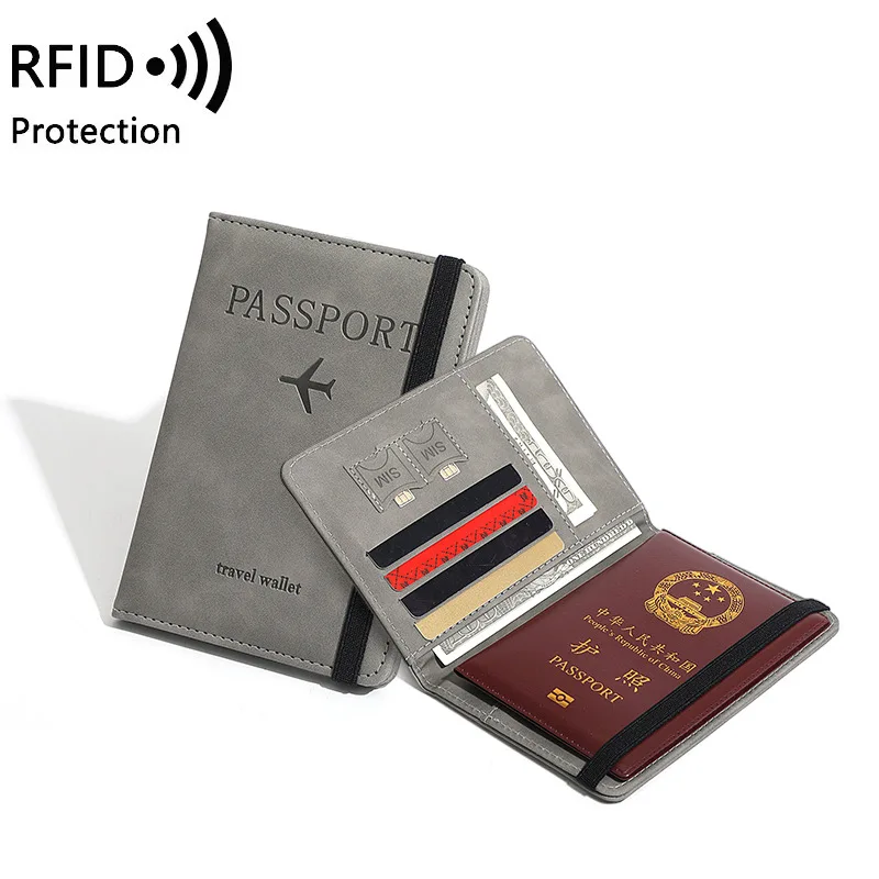 Men PU Leather Wallet Travel Passport Purse Card Travel Accessories Hand Carry Passport Business Cards Holder Wallet Luggage Tag