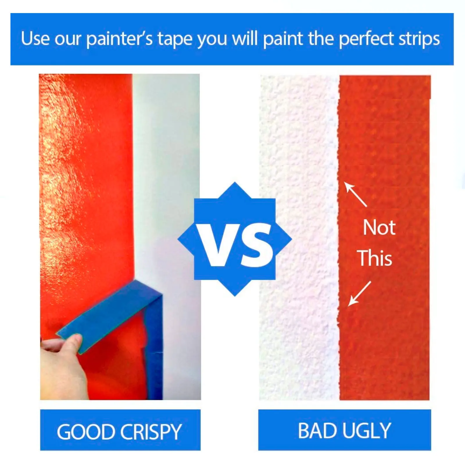 Blue Color Professional Painters Tape 14 Day Easy Removal Trim Edge Finishing Decorative Marking Residue-Free Blue Painter Tape