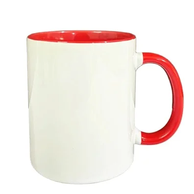 AI-MICH 11 Oz Two Tone Coated Sublimation Ceramic Printed Mug Oem Mug With Blue Inner and Handle