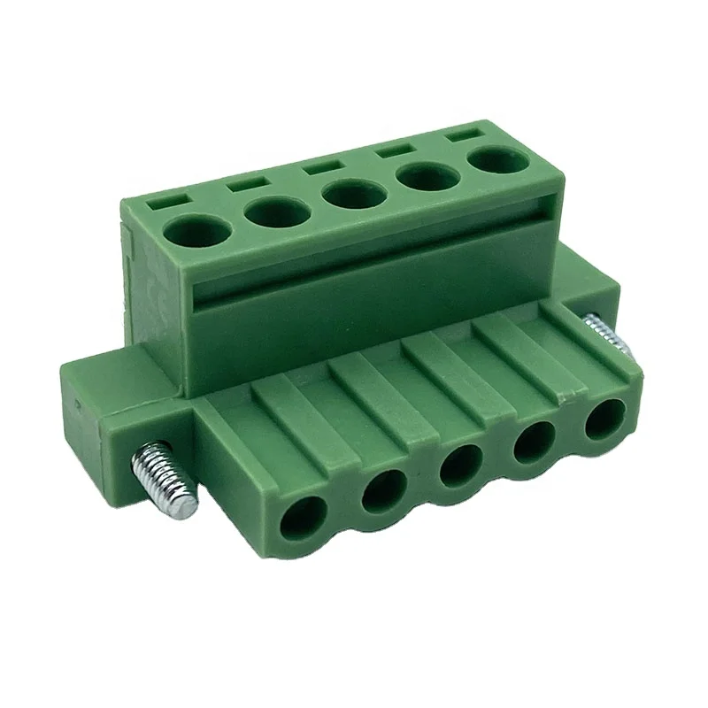 HQ2EDGKM-5.0/5.08 mm screw fixed ear  plug-in type copper termin terminal block