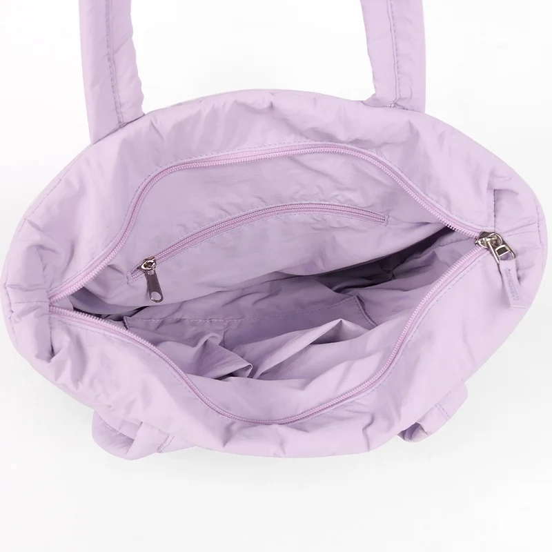 CHANGRONG Custom large Women puffer quilted tote bag nylon