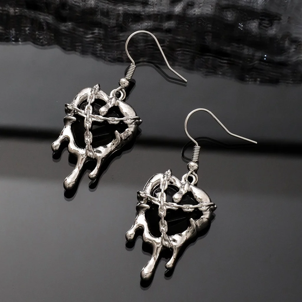Creative Imprisoned Heart Hook Earring for Women Punk Style Melted Lava Love Earrings Trendy Jewelry Accessories