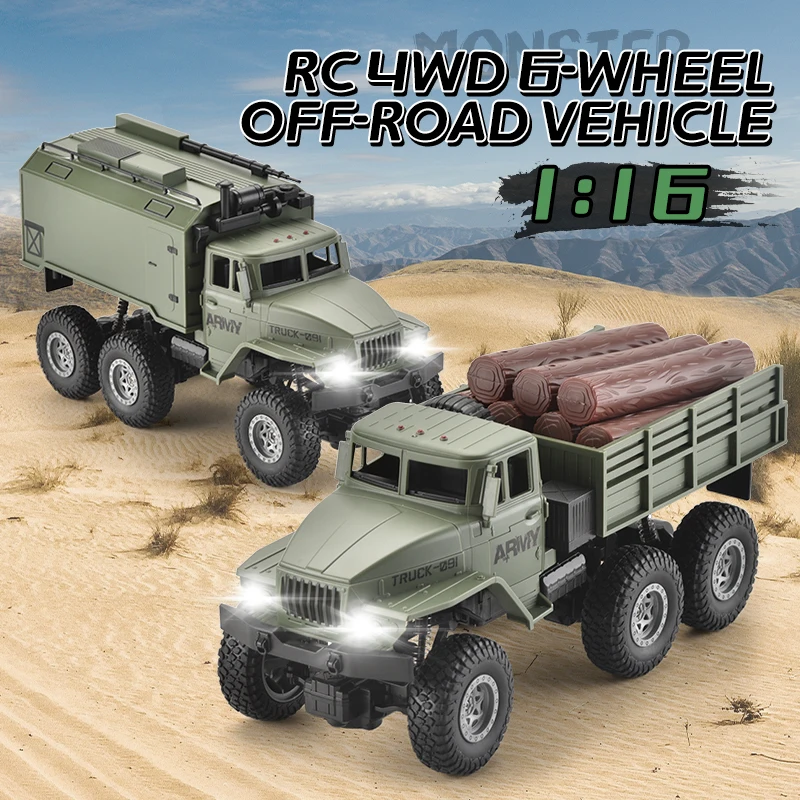 1:16 Remote Control RC Army Military Trucks 6x4WD Off-Road Climbing Kids Toys Electric Car Toys