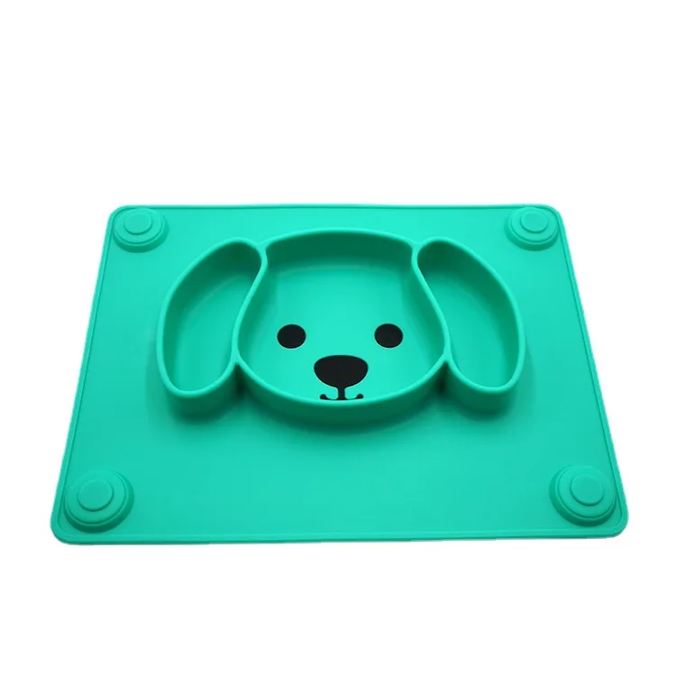 Non Slip Toddler Feeding Set Silicone Divided Suction Plate BPA free Divided Silicone Baby Plate with Suction