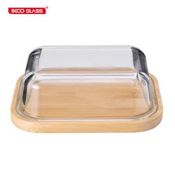 Easy to Use and 100% Food Safe high borosilicate glass butter dish with cover bamboo