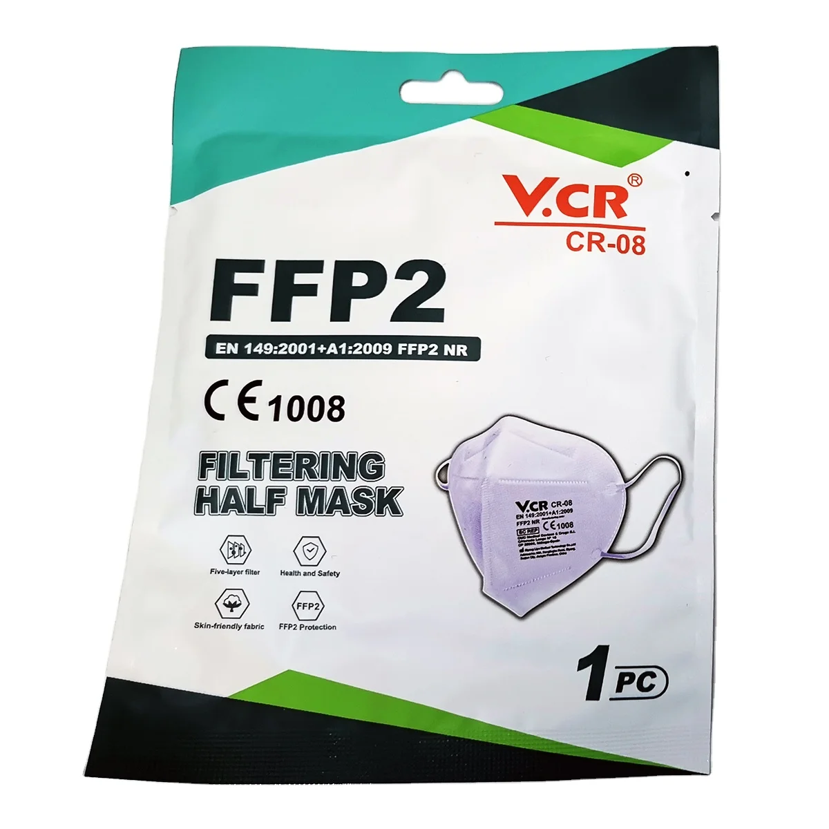 VCR Brand FFP2 CE1008 White Protective Disposable Personal Protective Equipment Respirators With Earloops FFP2 Face Mask