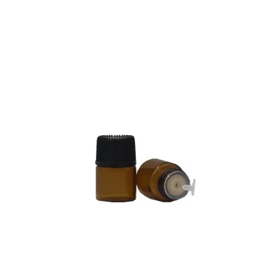 Manufacturer mini oil serum 2ml amber glass vial with inner plug and screw cap
