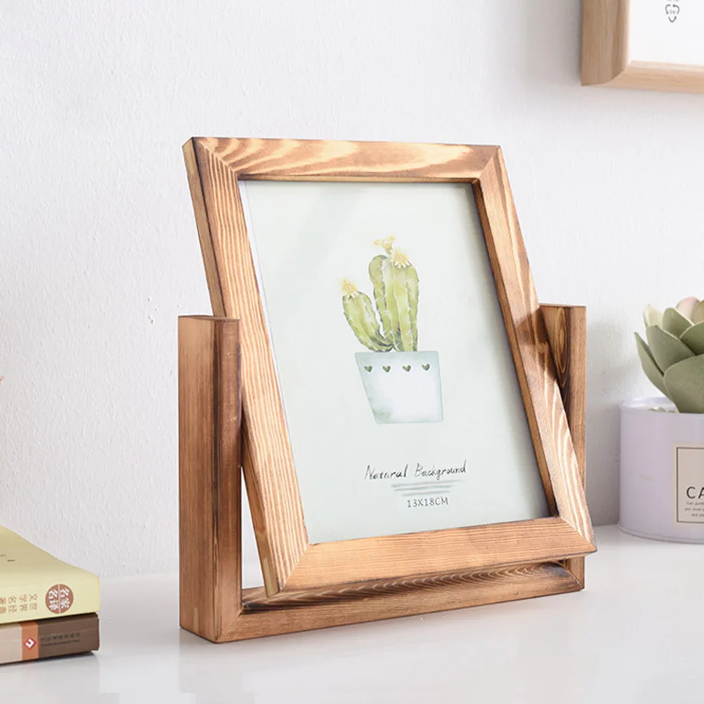 Home Decor rotatable slid pine Wooden Picture Frames Creative photo Decorative gift Wooden Photo Frame