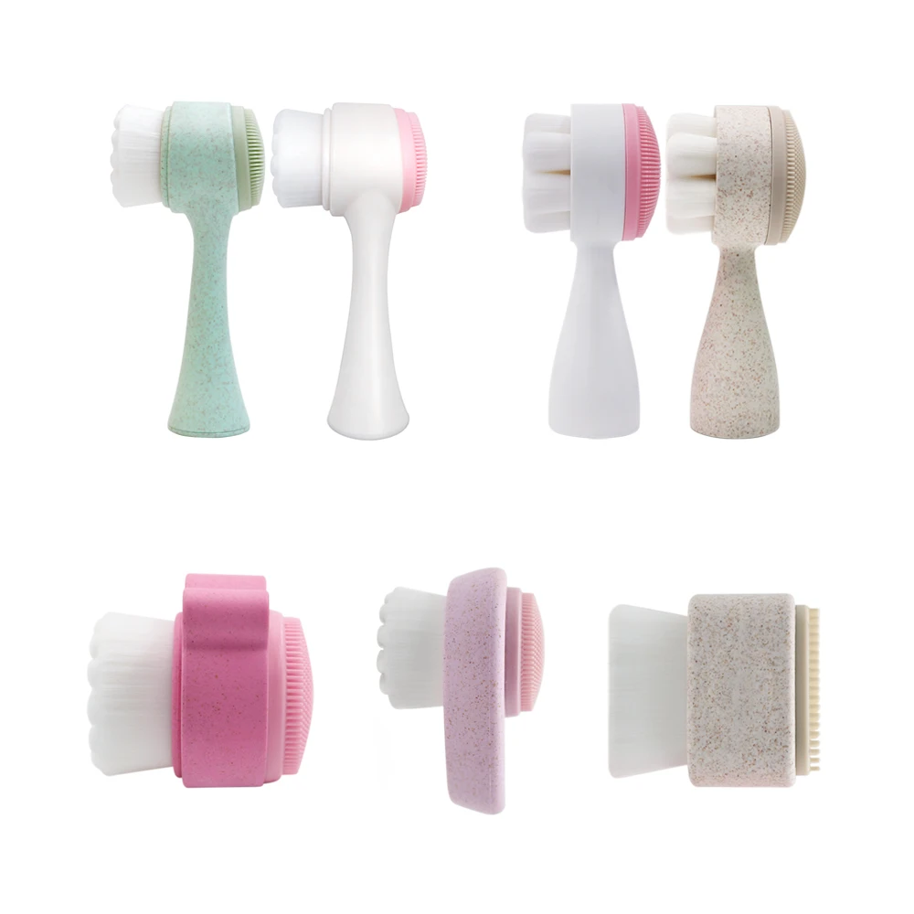 Manufacture Wheat straw Skin Care Vibrating Rechargeable Facial Cleaning Brush Waterproof