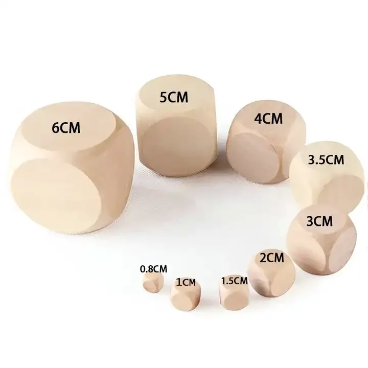 Manufacturer all size solid wood Game Dice Set Customize High Quality diy unfinished rounded corners wooden dice for board games