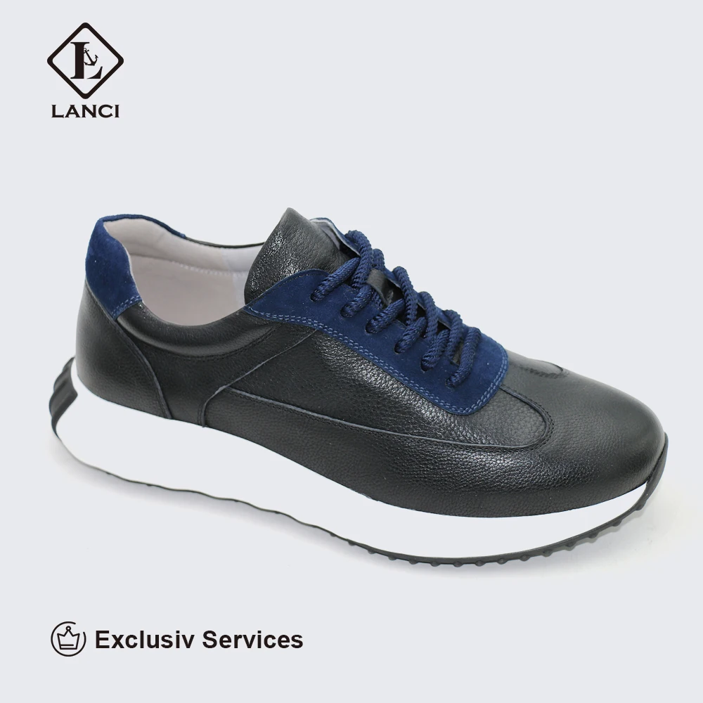LANCI OEM Заводская обувь оптовая продажа итальянская мужская черные роскошные мужские кроссовки