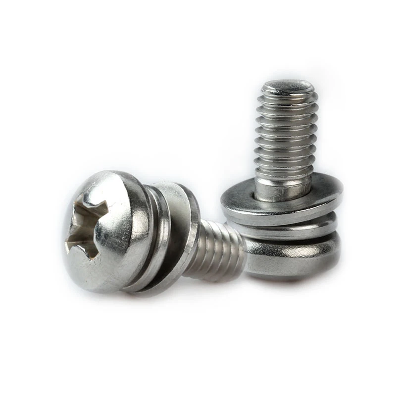 machine screws fasteners cross recessed small pan head screw single coil spring lock plain washer assemblies GB9074