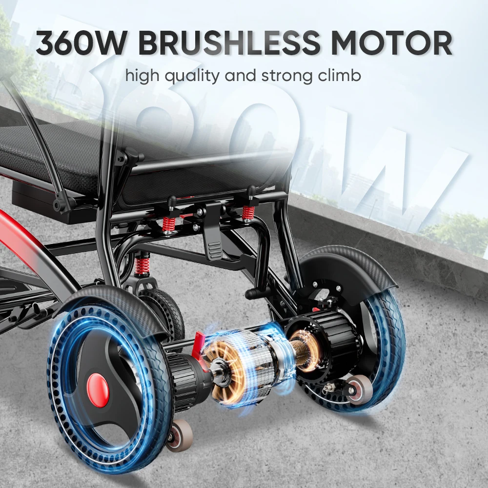 2024 Hot Selling Ultra-Light Aluminum Alloy Electric Wheelchair Elderly Disabled Travel Portable Foldable Wheelchair Electric