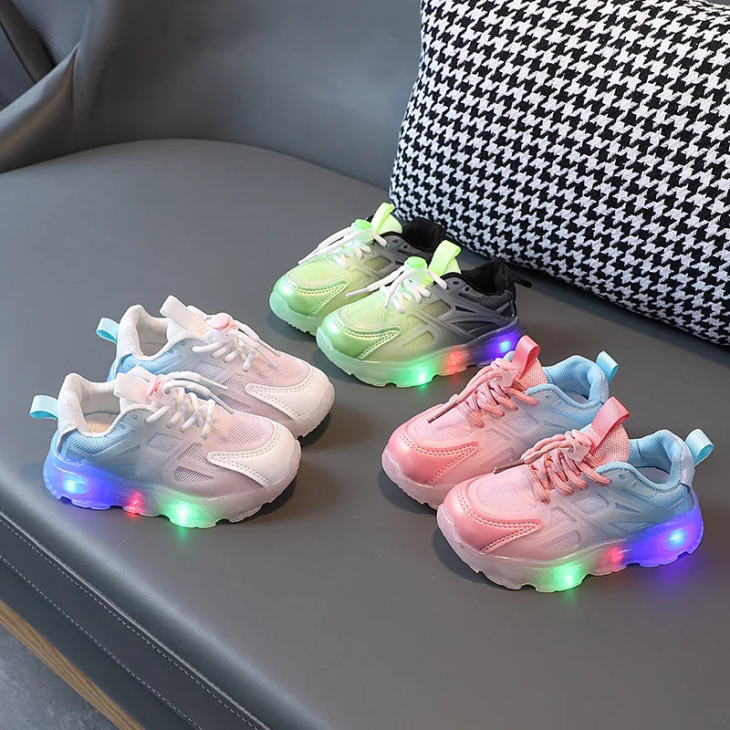 LED lighting lighting fashion shoes boys gradually changing colors shoes children casual comfortable soft soles Walking Outdoor