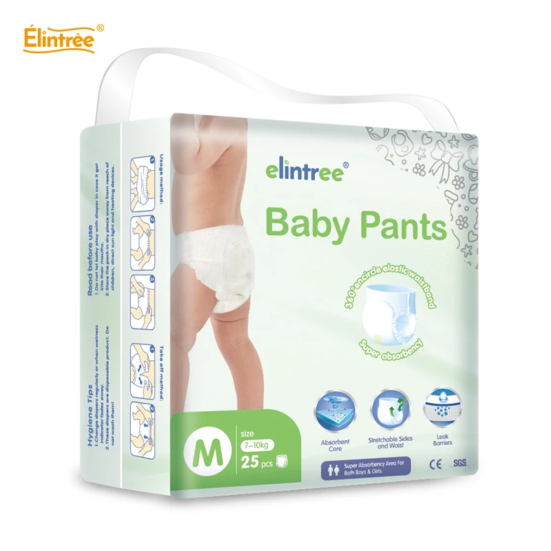 Elintree China High Quality Chemical Free Disposable Newborn Baby Diapers Infant Pull Up Pants Wholesale