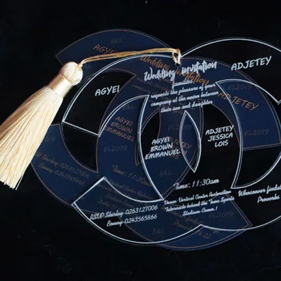 OEM ODM Latest Designs Transparent Round Semi Circle Halloween Party Wedding Invitation Card with Lace