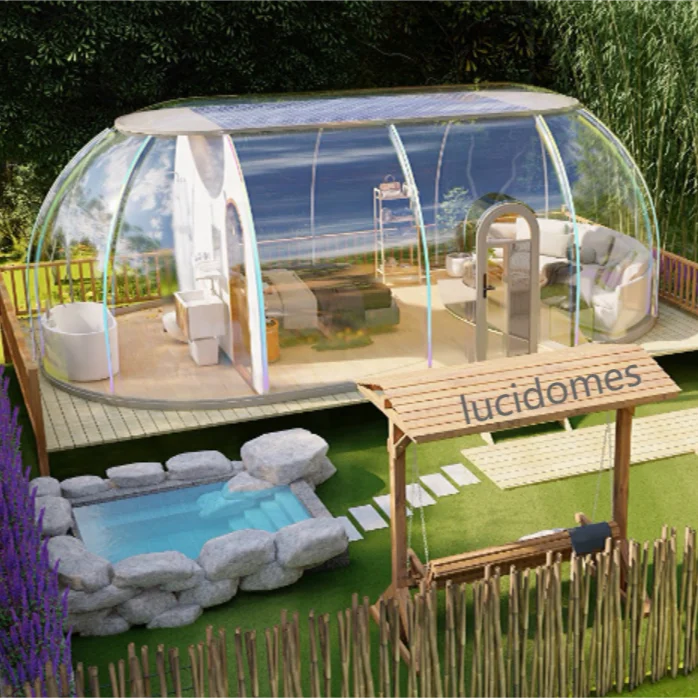 Factory camping Dome Clear PC Geodesic custom tent igloo Outdoor hotel with Bathroom wind resistance house