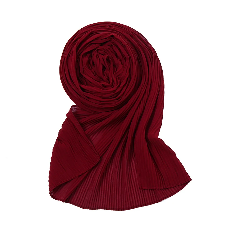 wholesale textured chiffon tudung shawl pleated headscarf muslim crinkle hijab scarves women