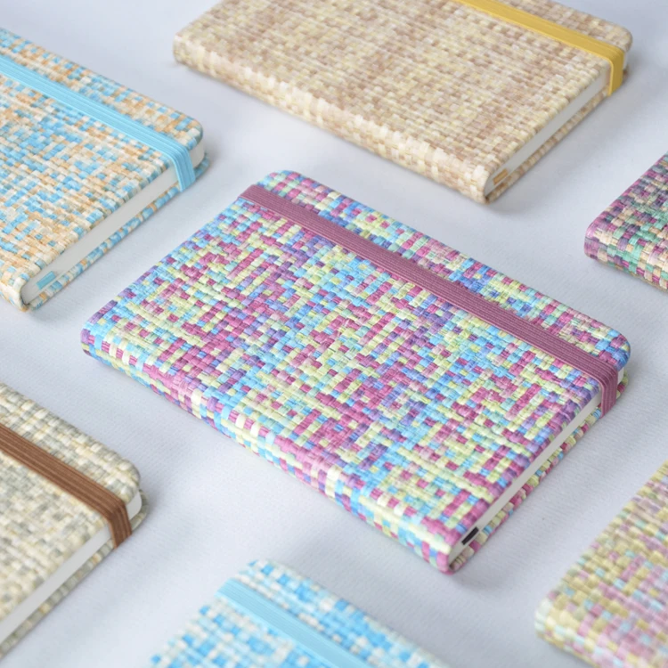 Customized A5 A6 Hardcover Pocket Size Journals Small Notebooks Cute Journal Japanese Style Woven Pattern Fabric Notebook