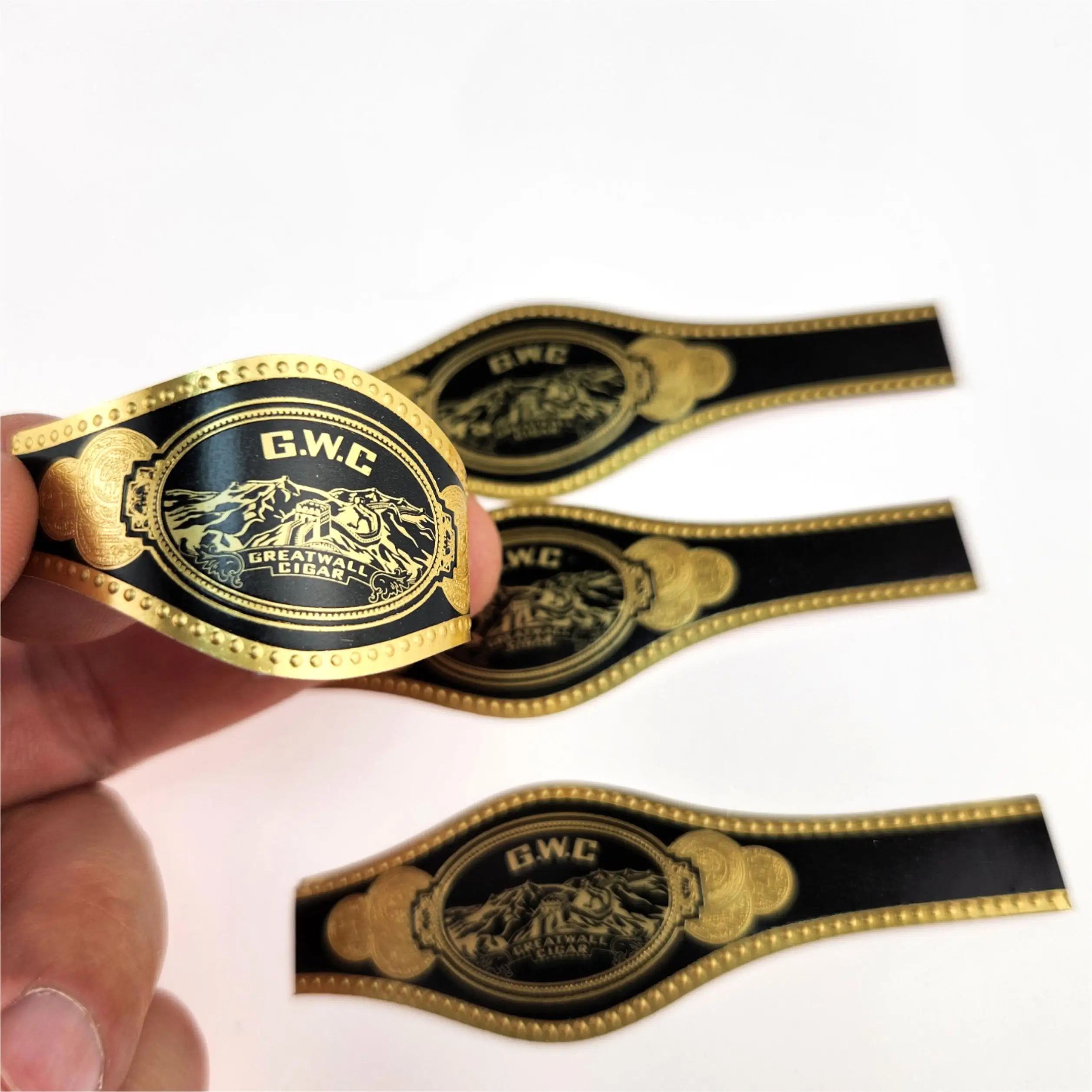 Factory Price Wholesale Custom Cigar Bands Embossed Gold Foil Art Paper Cigar Ring Label for Cigar Cigarettes