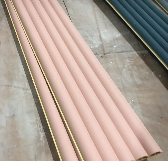 Fast install waterproof indoor  Fluted Dado decoration wall ceiling board Pink color PVC integrated wall panel