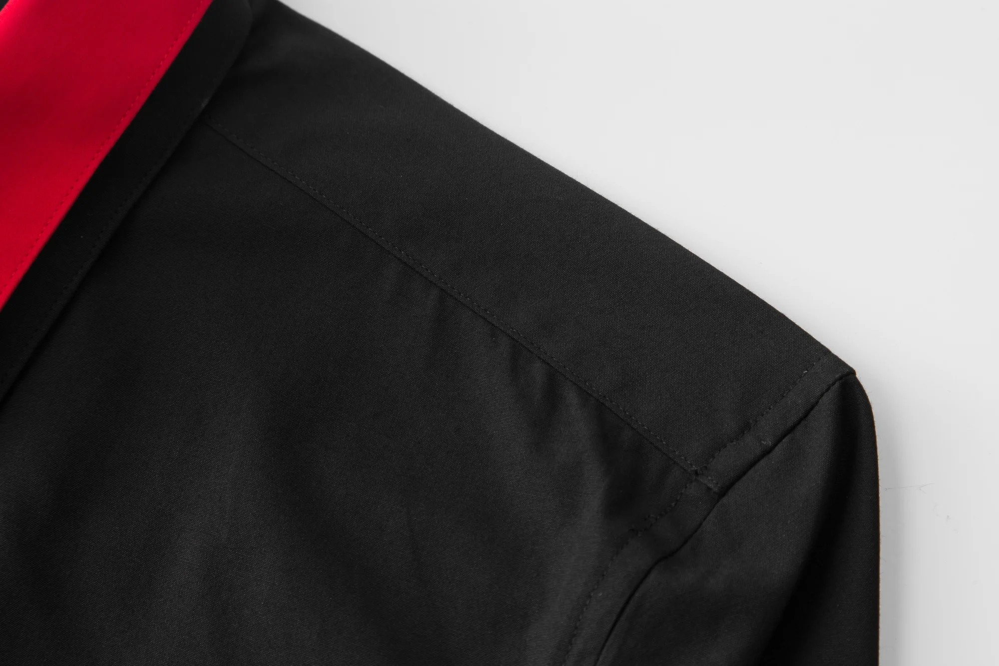 
Clothing Double Collar Red Hit Color Love Long-Sleeved Avant-Garde Slim Men Shirt 