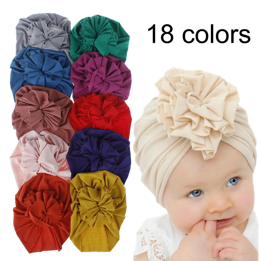 18 Colors Newborn Baby Turban Soft Cute Cotton Solid Baby Hair Turban Infant Beanie Baby Newborn Hat With Knot