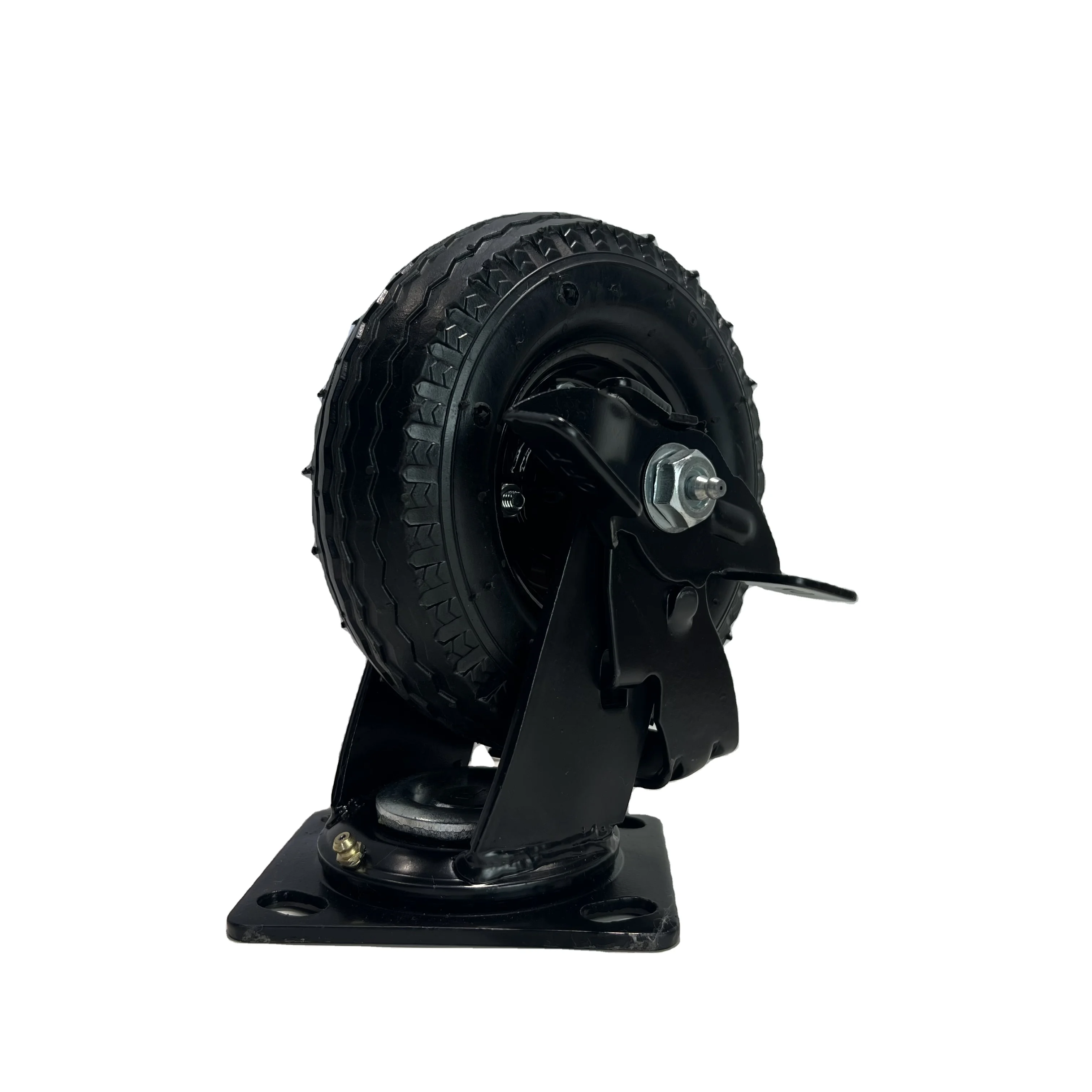 New 6*2 6 Inch swivel fixed Casters solid PU Wheel  Flat Free Industrial wheelWith Side Brake For Trolley Hand Cart