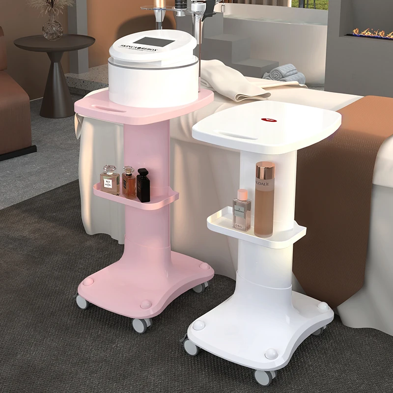 Factory  Wholesale New Design Pink/White Heavy Load Stable Stand Moving Cart Easy Place Equipment Beauty Equipment Trolley