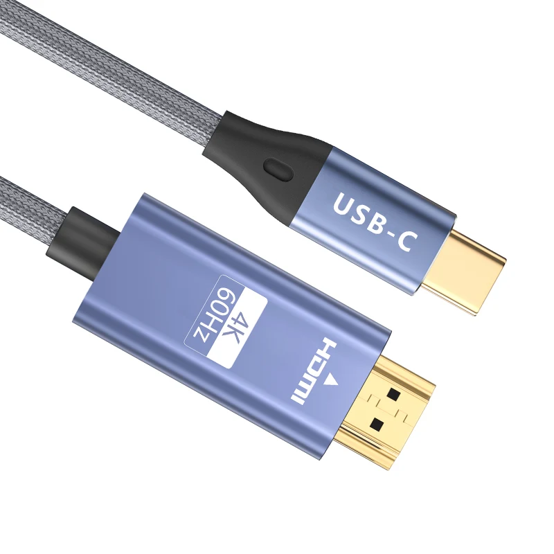 Premium Quality 4K 60HZ USB C to HDMI Cable Gold-plated Type C 3.1 to HDMI Converter Adaptor for Laptop 1M 2M 3M Nylon Braided