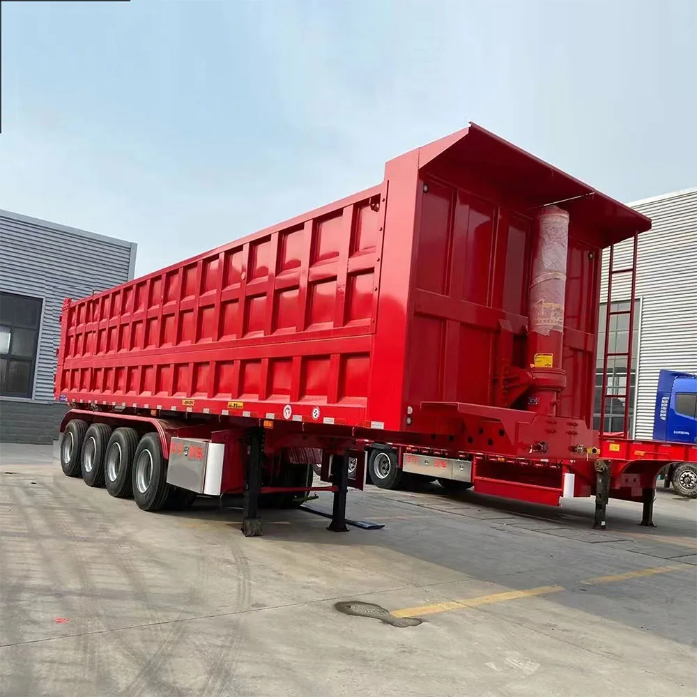 Heavy Duty 5 / 6 Axles Used In Road Construction Rear Tipper Truck 3 Axles Rear Dump Semi Trailer