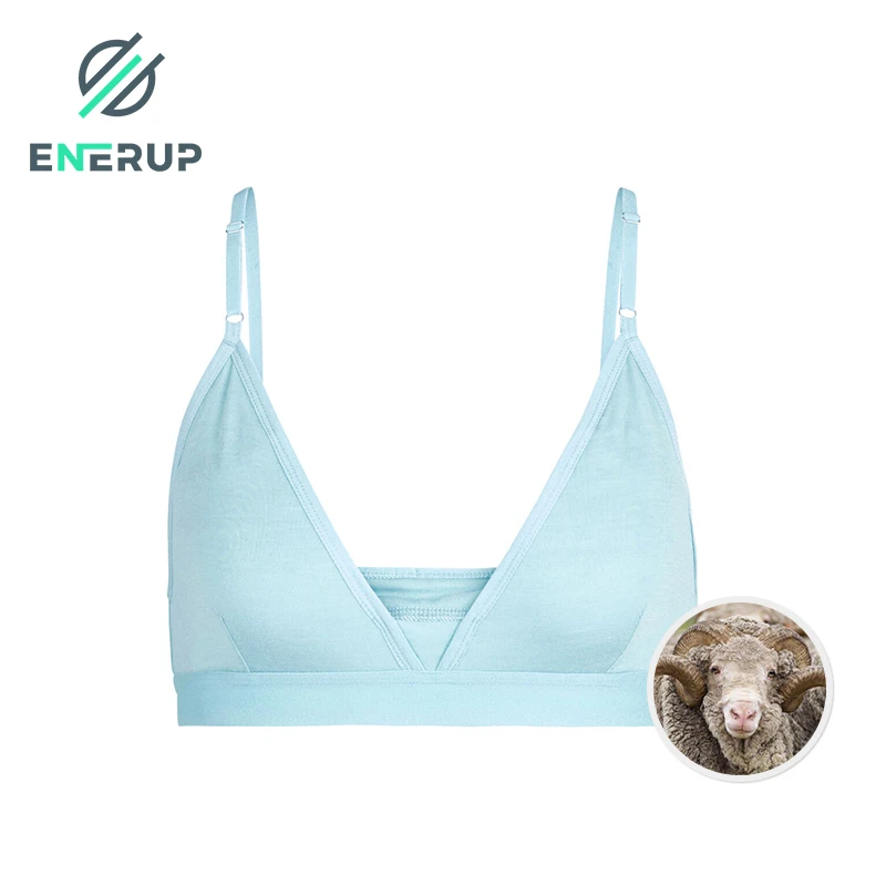 Enerup Padded Adjustable Custom Merino wool Supportive Yoga Workout Bra Top Fitness Back Strappy High Impact Women Sports Bra