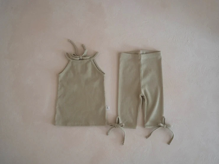 Toddler Tie-Back Ribbed Halter Tank Top and Shorts Set Girls Summer Sleeveless Rib Outfits