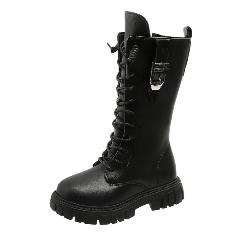 Autumn Kids Fashion Princess Solid Color Party Shoes Side Zip Winter Warm Breathable Children Snow Boots Girls Long Boots