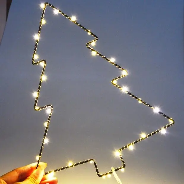 
iron star moon xmas tree rice led light decoration for holiday festival 