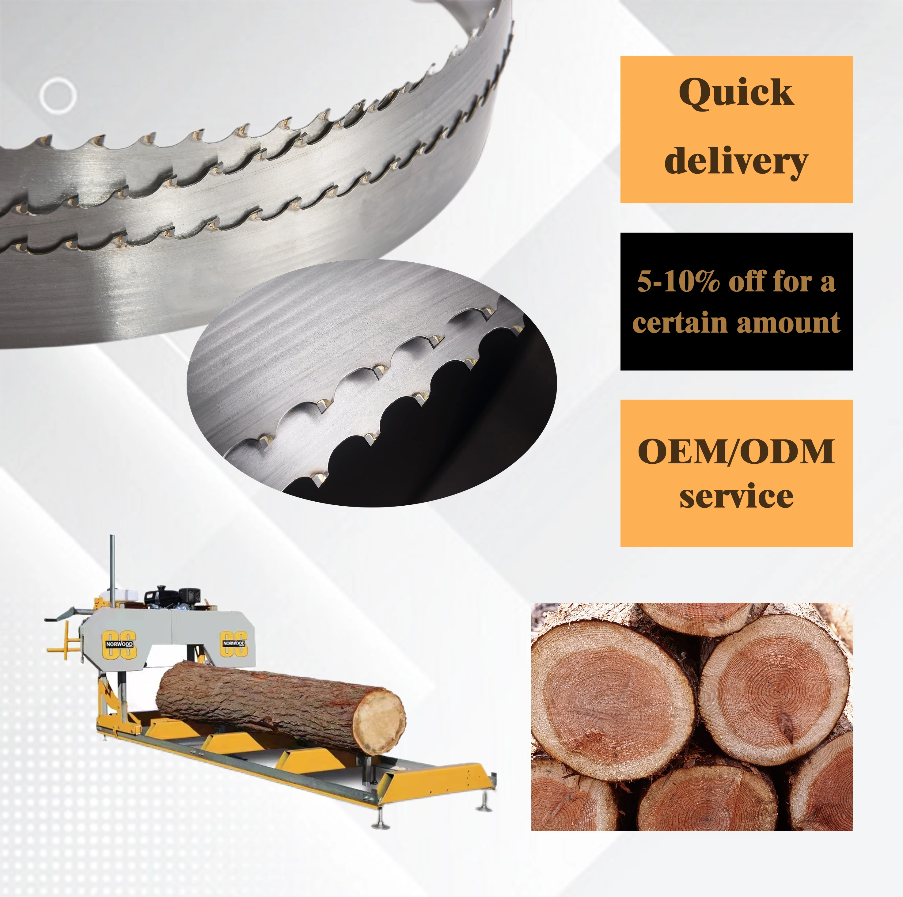 TCT Carbide Tip Alloy Band Saw Blades Cutting Hardwood For Horizontal And Vertical Band Saw Machine