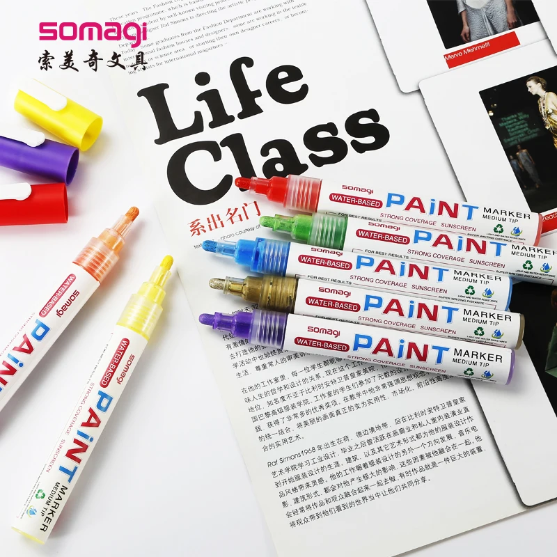 Factory supplier 12 colors 6mm nib custom water based paint marker munhwa pen set